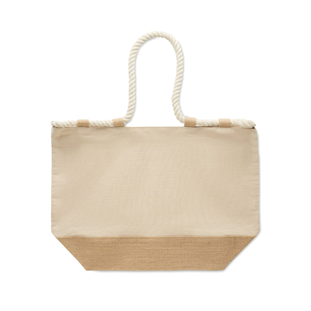 Strandtas-katoenen-canvas-en-jute-50-x-34-cm-280gm-bedrukken-beige