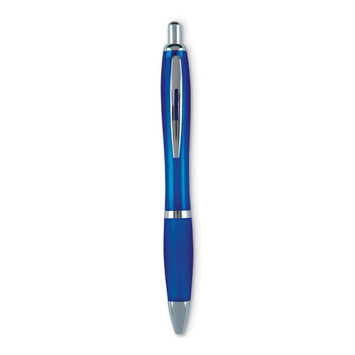 Kunststof-balpen-met-zachte-grip-Drukmechanisme-bedrukken-blauw