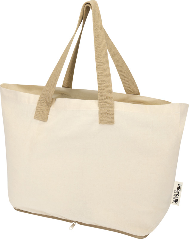 Opvouwbare-draagtas-Gerecycled-katoen-en-gerecycled-polyester-140-gm-bedrukken-beige