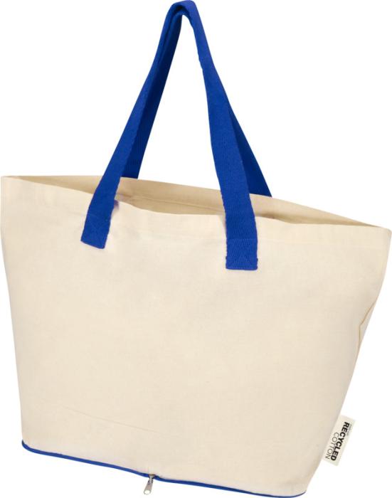Opvouwbare-draagtas-Gerecycled-katoen-en-gerecycled-polyester-140-gm-bedrukken-blauw