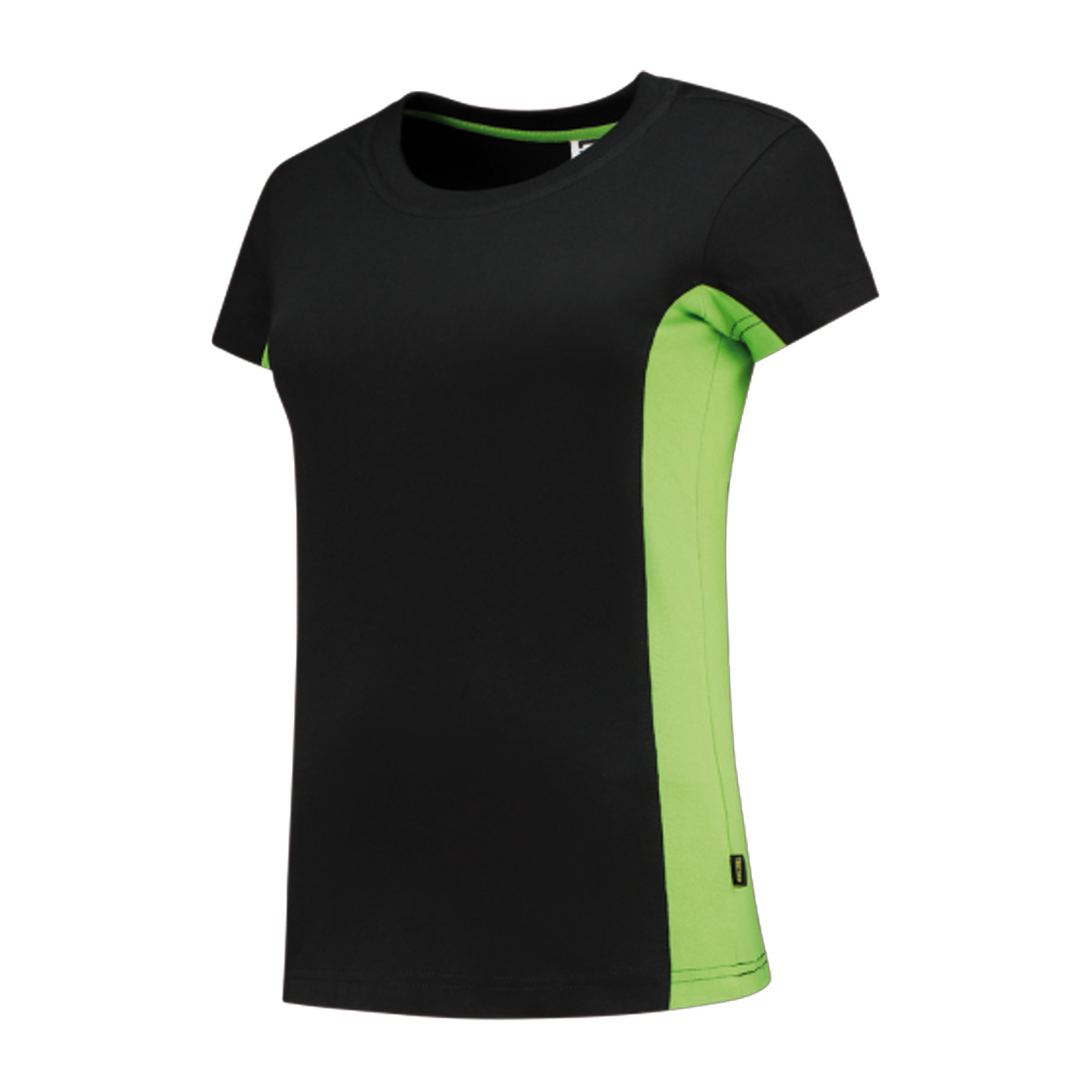 Tricorp-T-shirt-Bicolor-Dames-Katoen-190-gm-bedrukken-black-lime