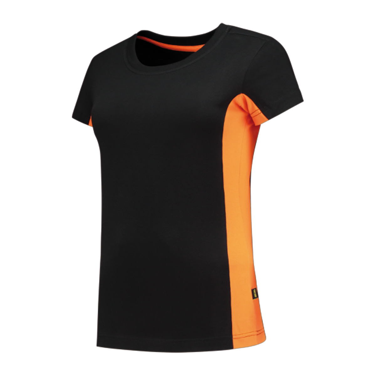 Tricorp-T-shirt-Bicolor-Dames-Katoen-190-gm-bedrukken-black-orange