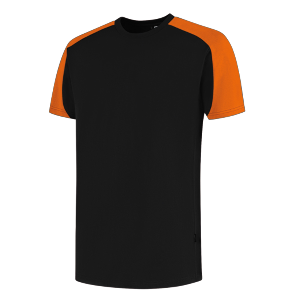Tricorp-T-shirt-Bicolor-Redefined-Unisex-Biologisch-katoen-210-gm-bedrukken-black-orange