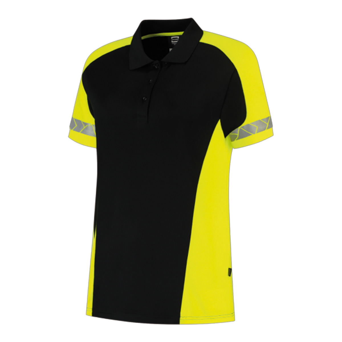 Tricorp-Polo-Redefined-Reflecterend-Dames-180-gm-bedrukken-black-fluor-yellow
