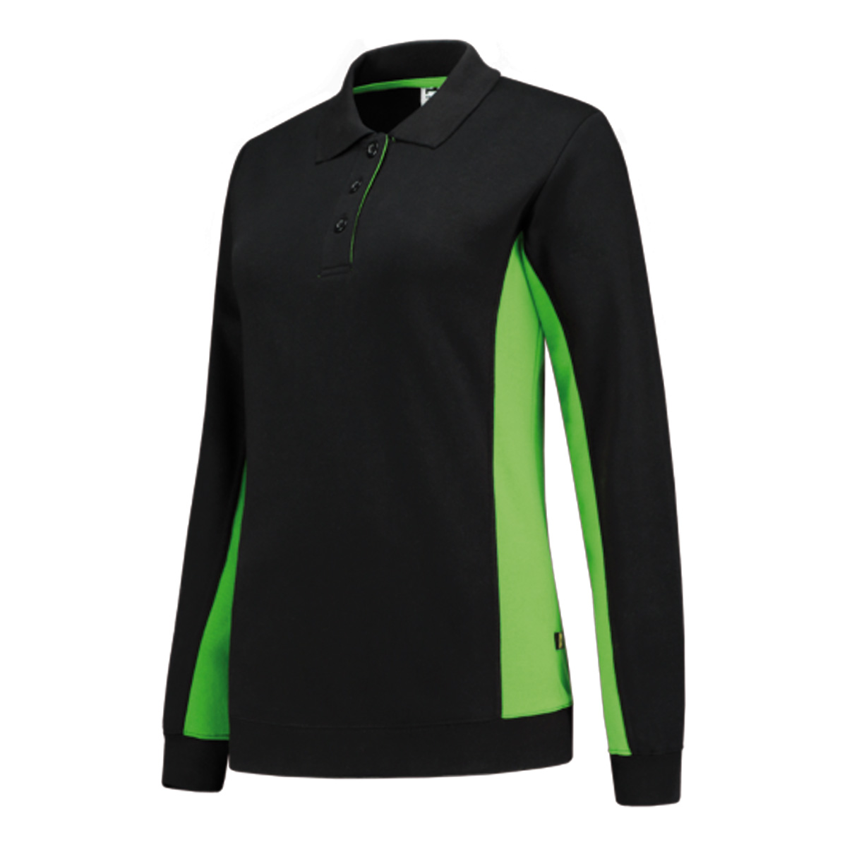 Tricorp-Polosweater-Bicolor-Dames-280-gm-bedrukken-black-lime