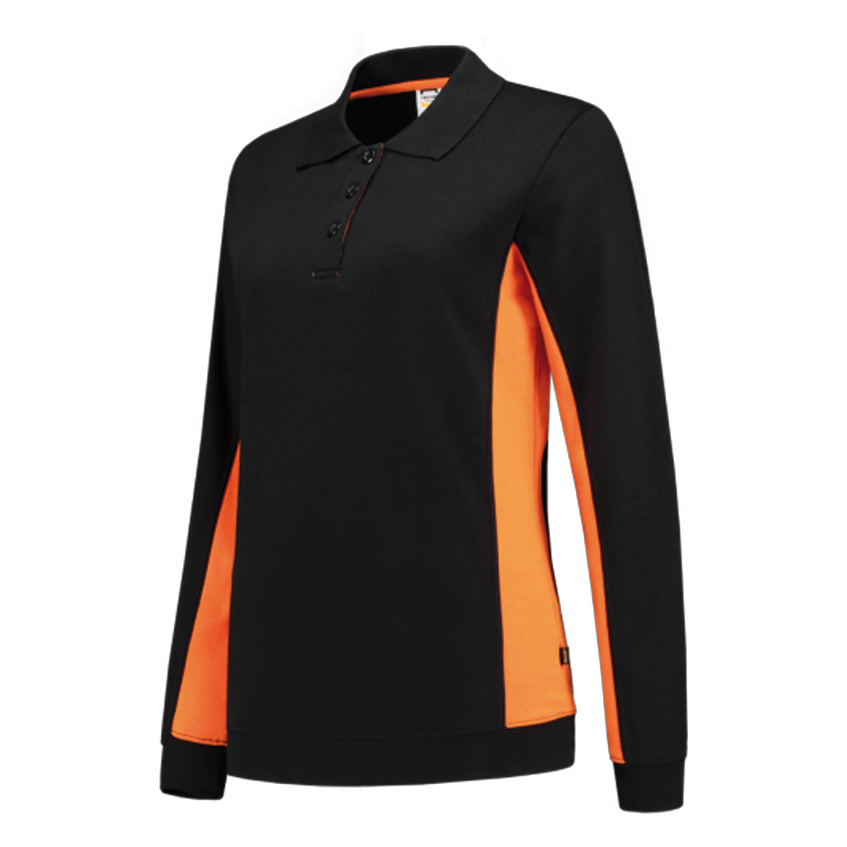 Tricorp-Polosweater-Bicolor-Dames-280-gm-bedrukken-black-orange