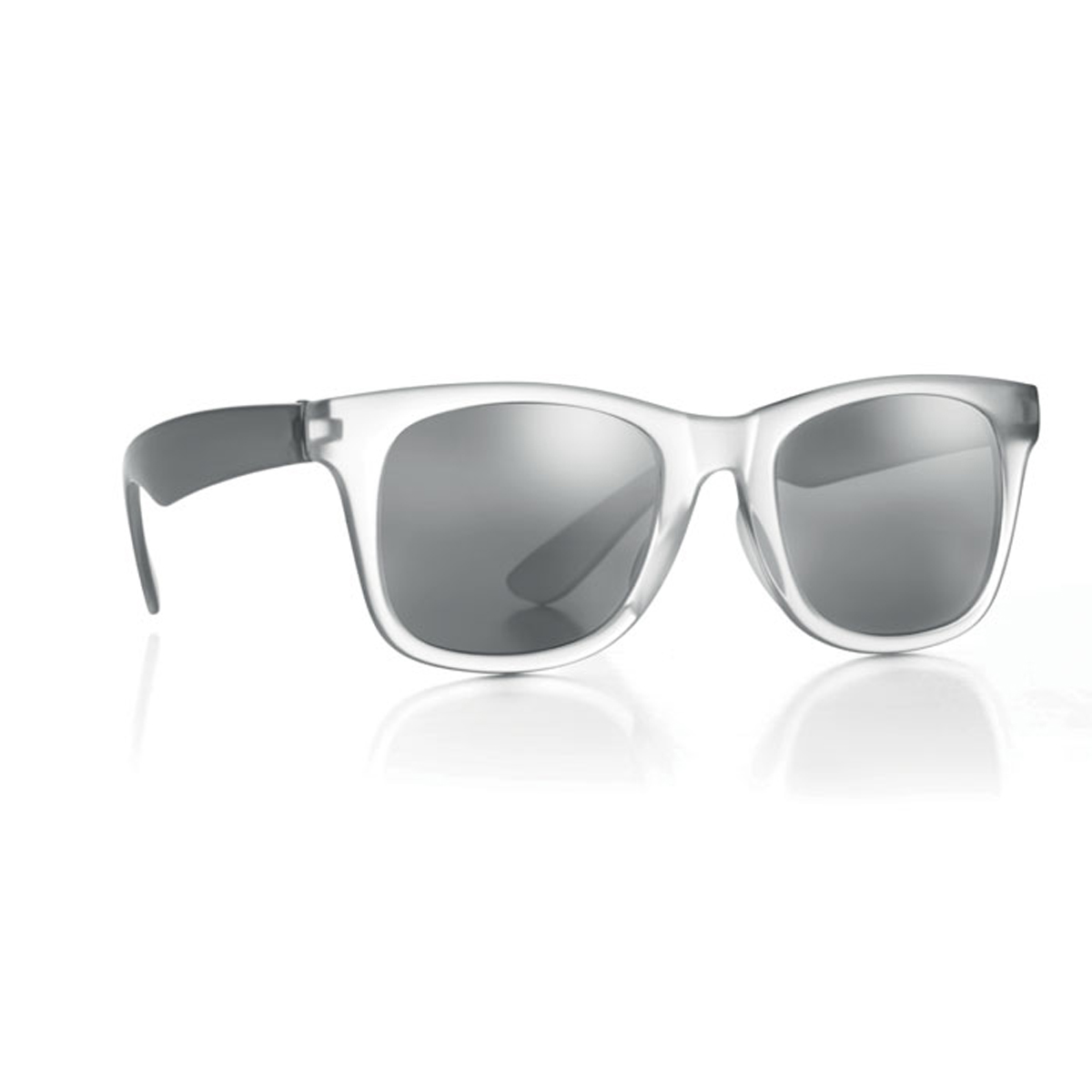 Transparante-zonnebril-met-spiegelglazen-Classic-model-UV400-bedrukken-zwart