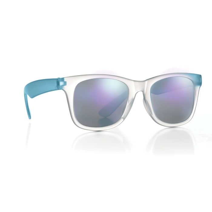 Transparante-zonnebril-met-spiegelglazen-Classic-model-UV400-bedrukken-blauw