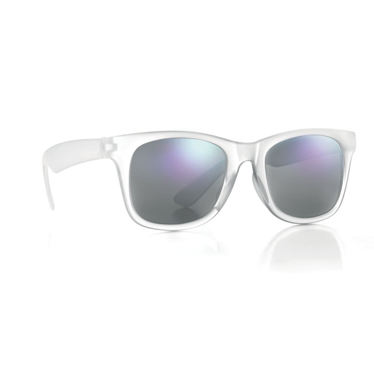 Transparante-zonnebril-met-spiegelglazen-Classic-model-UV400-bedrukken-wit