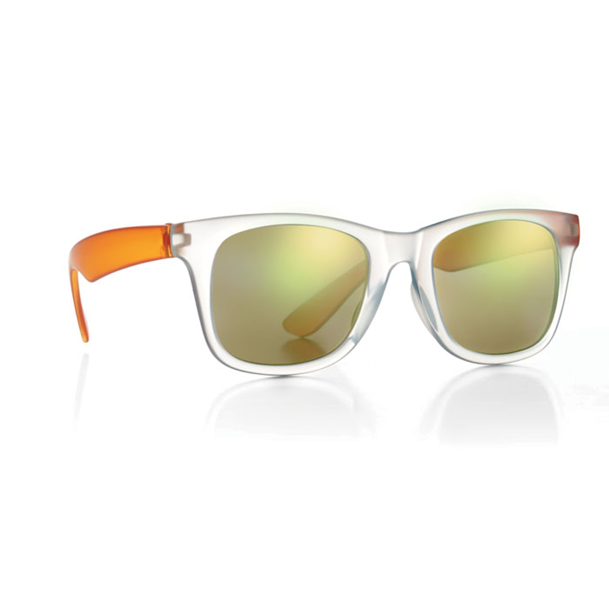 Transparante-zonnebril-met-spiegelglazen-Classic-model-UV400-bedrukken-oranje