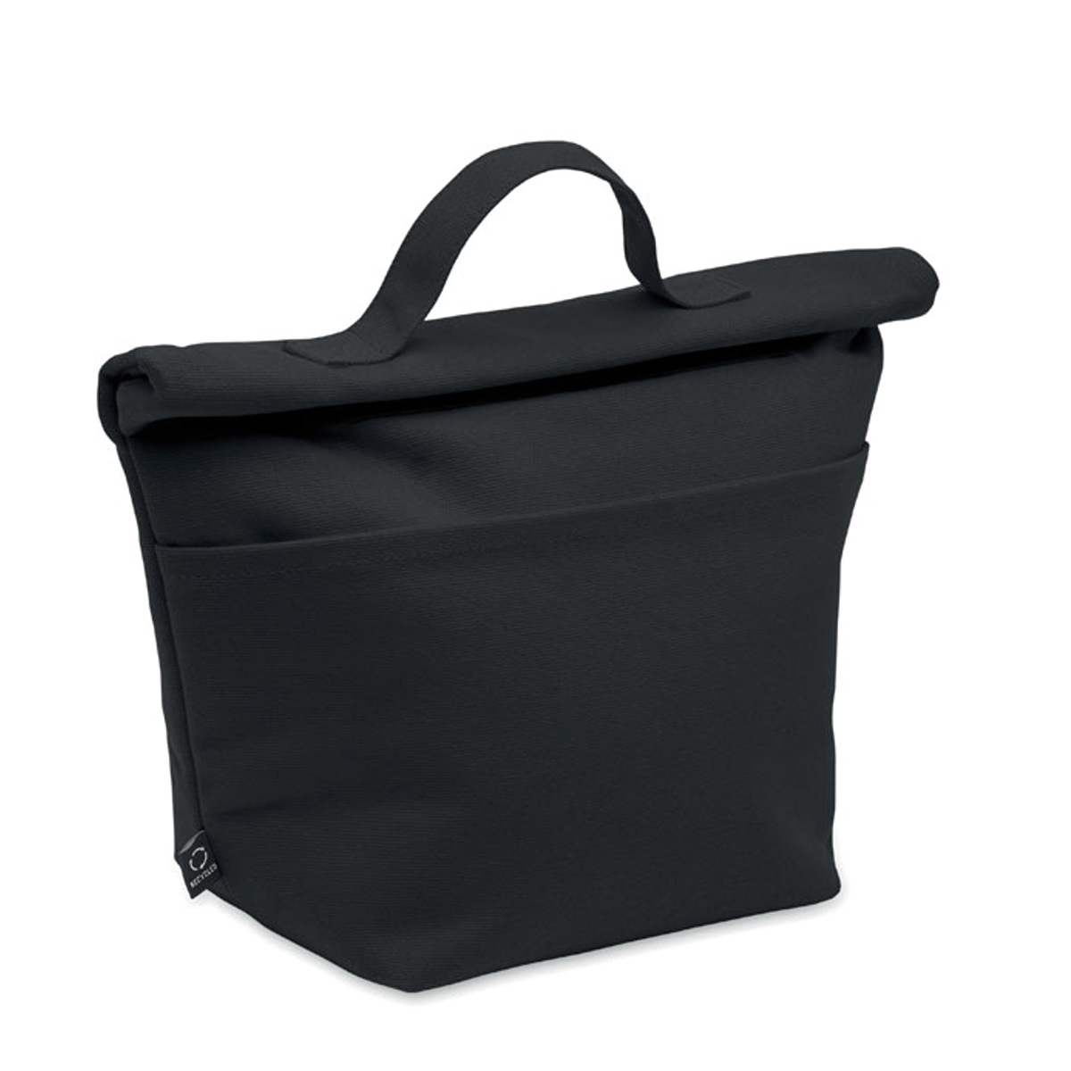 Rolltop-koeltas-met-klittenbandsluiting-Gerecycled-katoen-bedrukken-zwart