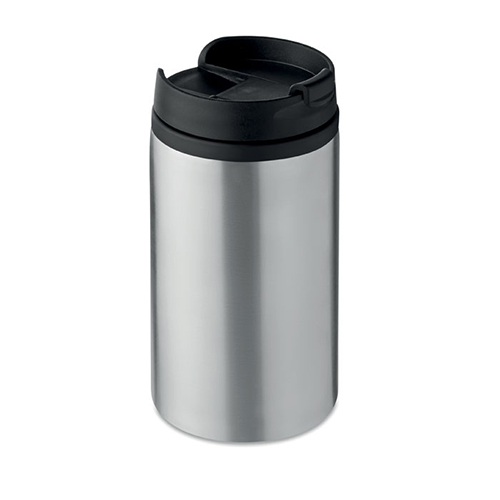 RVS-thermosbeker-met-kunststof-binnenzijde-250-ml-bedrukken-zilver