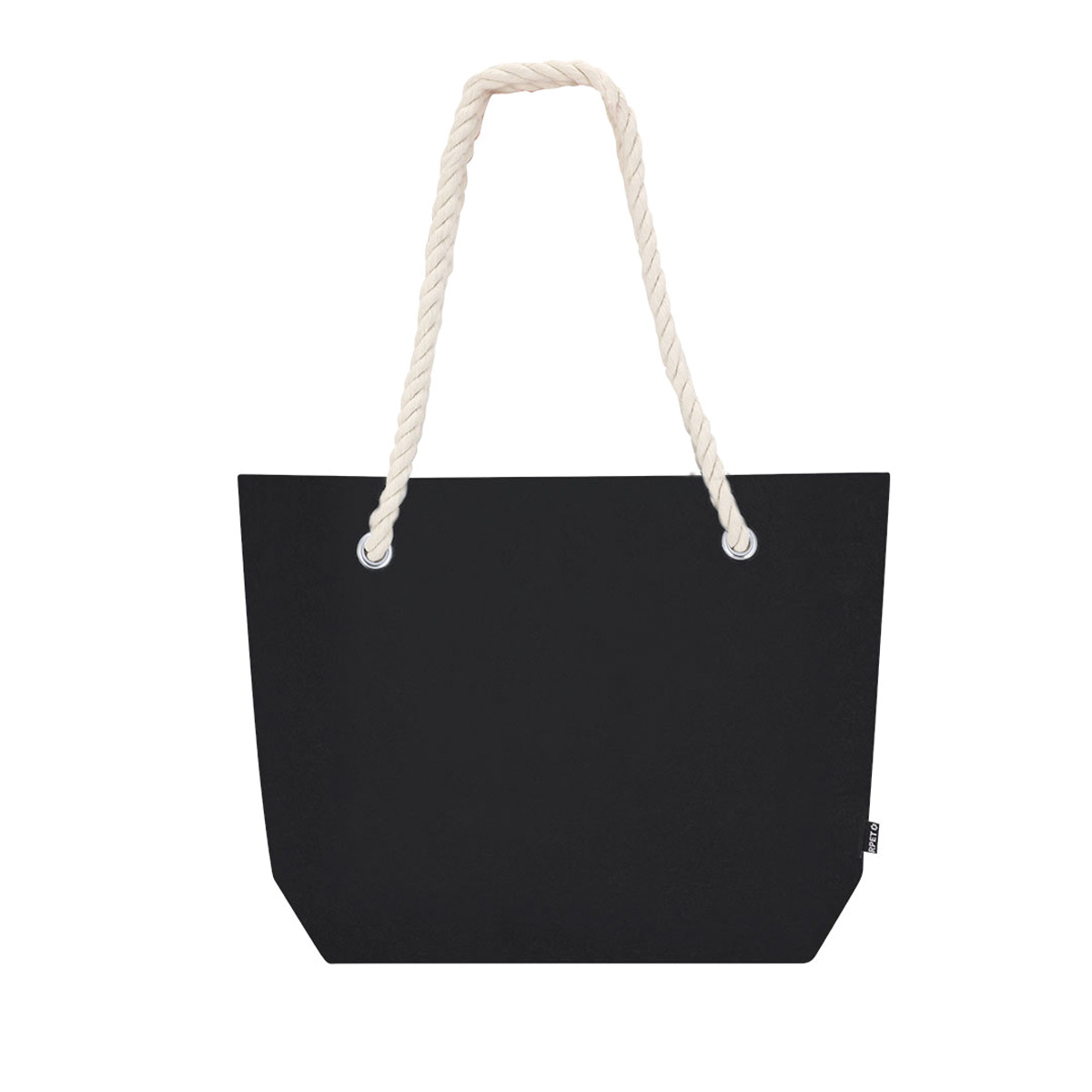 Strandtas-met-katoenen-draaghengsels-RPET-vilt-bedrukken-zwart