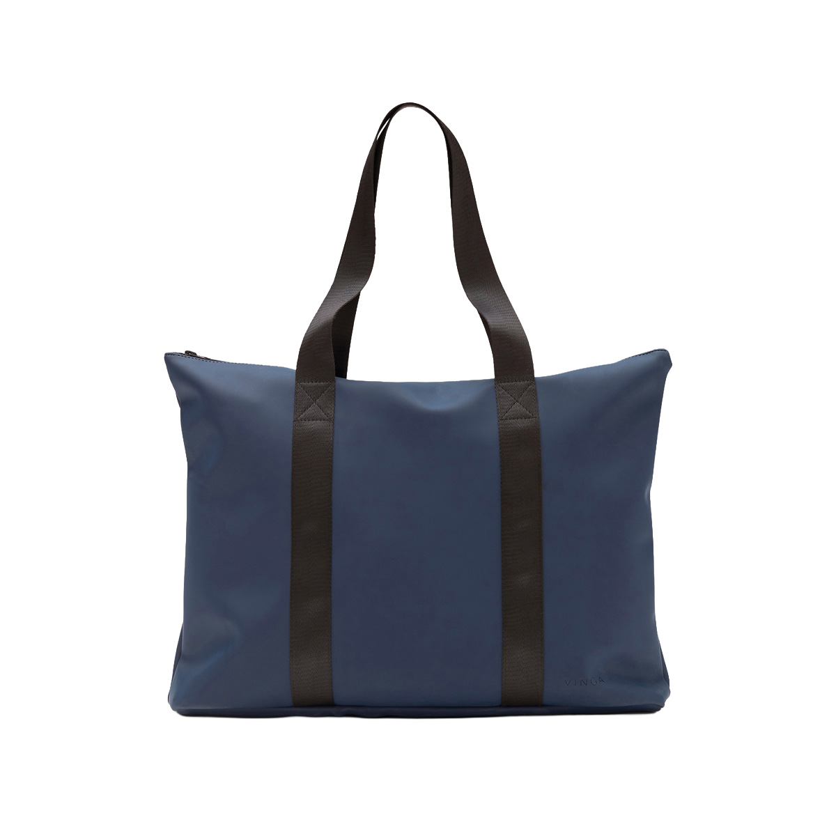 Schoudertas-met-ritssluiting-PU-waterafstotend-bedrukken-donkerblauw