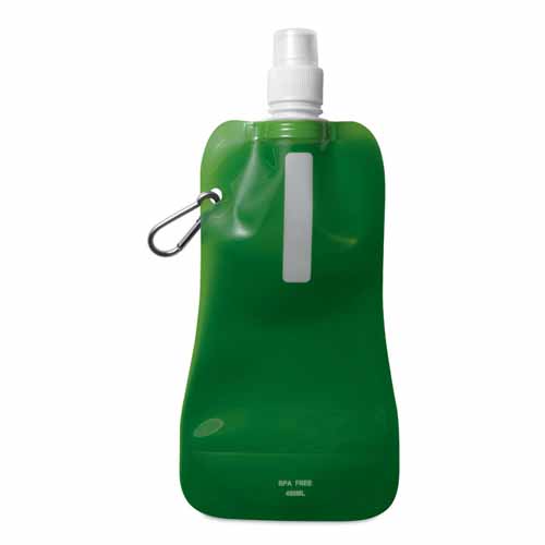 Opvouwbare-waterzak-met-karabijnhaak-480-ml-bedrukken-groen