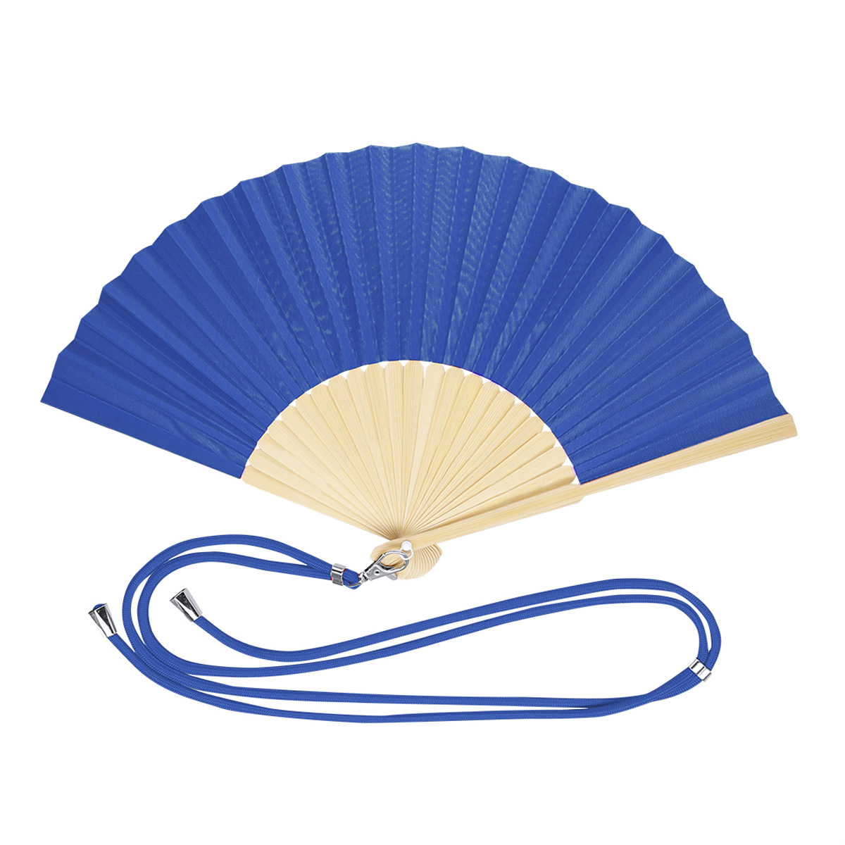 Waaier-met-nekkoord-Bamboe-en-polyester-bedrukken-blauw