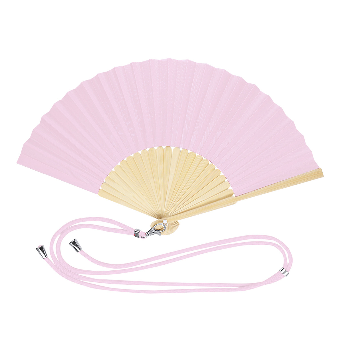 Waaier-met-nekkoord-Bamboe-en-polyester-bedrukken-roze