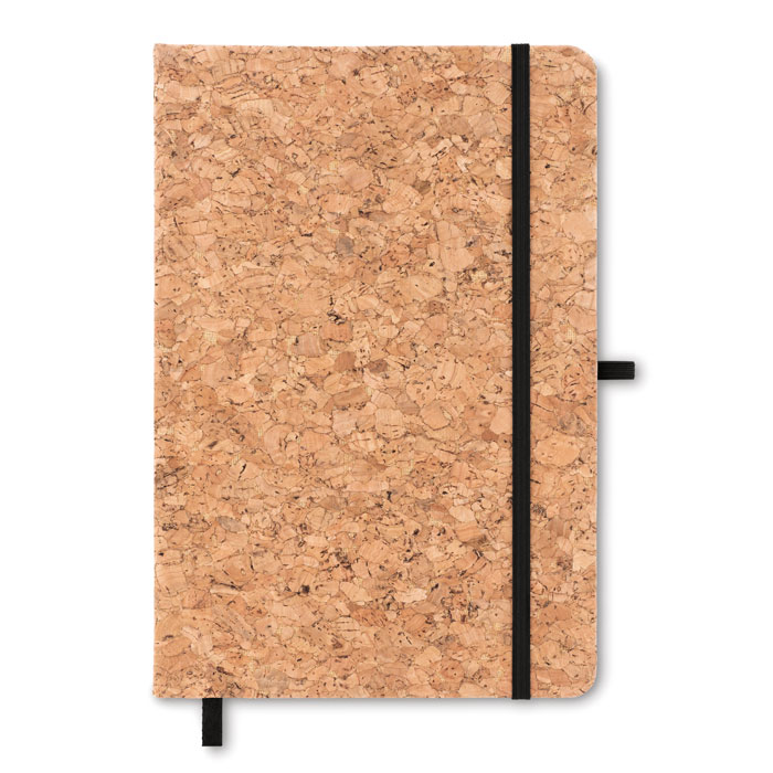 A5-notitieboek-met-kurken-kaft-Gerecycled-papier-96-vellen-bedrukken-zwart