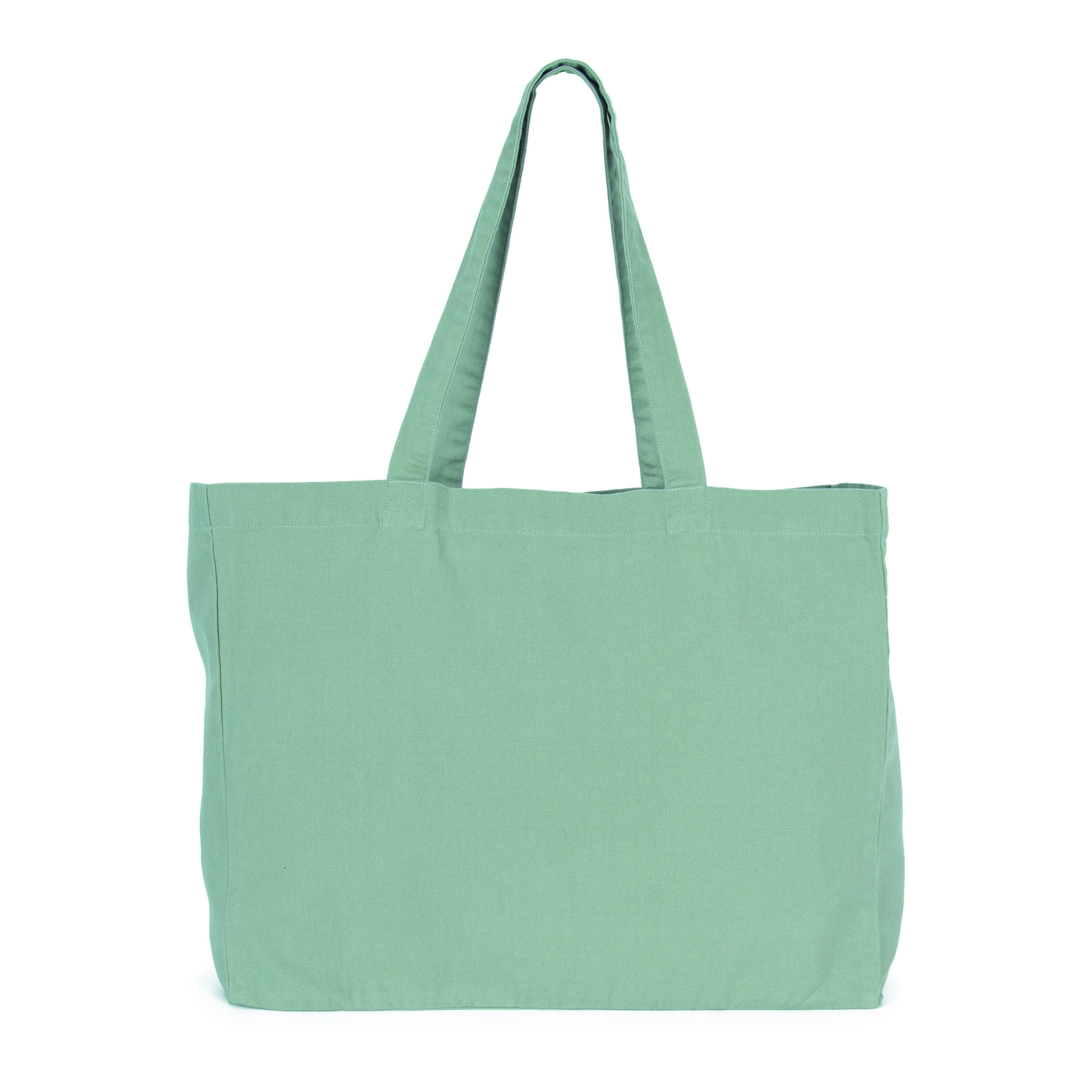 Kimood-rechthoekige-strandtas-Katoen-49-x-37-cm-26-liter-bedrukken-washed-green-clay
