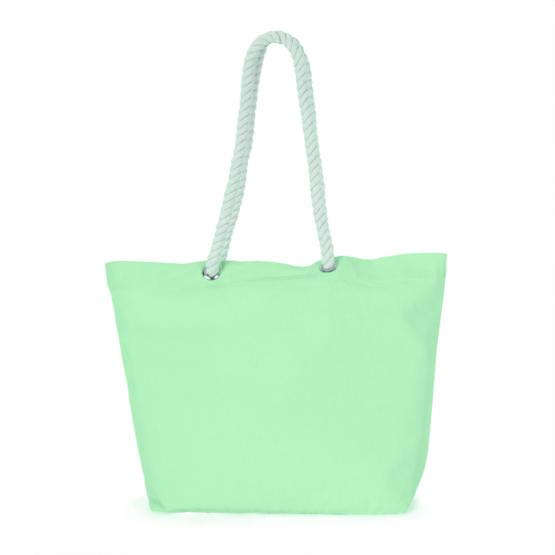 Kimood-strandtas-met-gevlochten-draaghengsels-Katoen-53-x-38-cm-31-liter-bedrukken-washed-misty-green