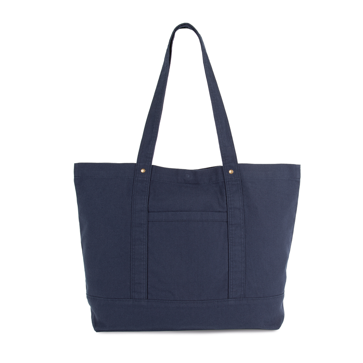 Kimood-katoenen-strandtas-met-voorvak-37-x-35-cm-13-liter-bedrukken-washed-navy