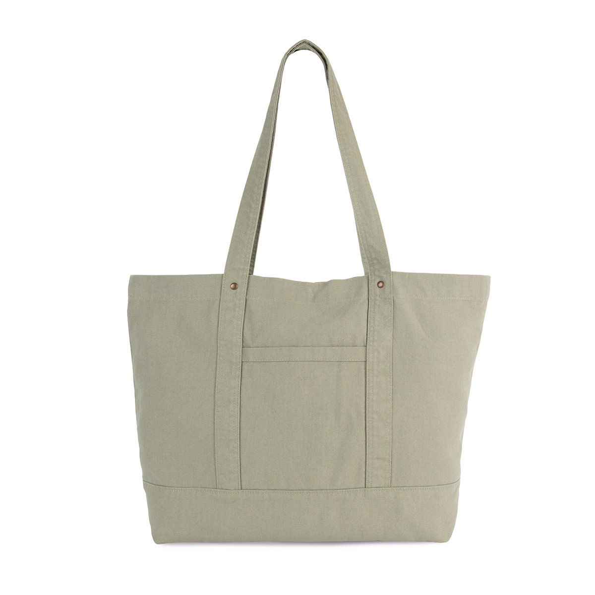 Kimood-katoenen-strandtas-met-voorvak-37-x-35-cm-13-liter-bedrukken-washed-green-clay