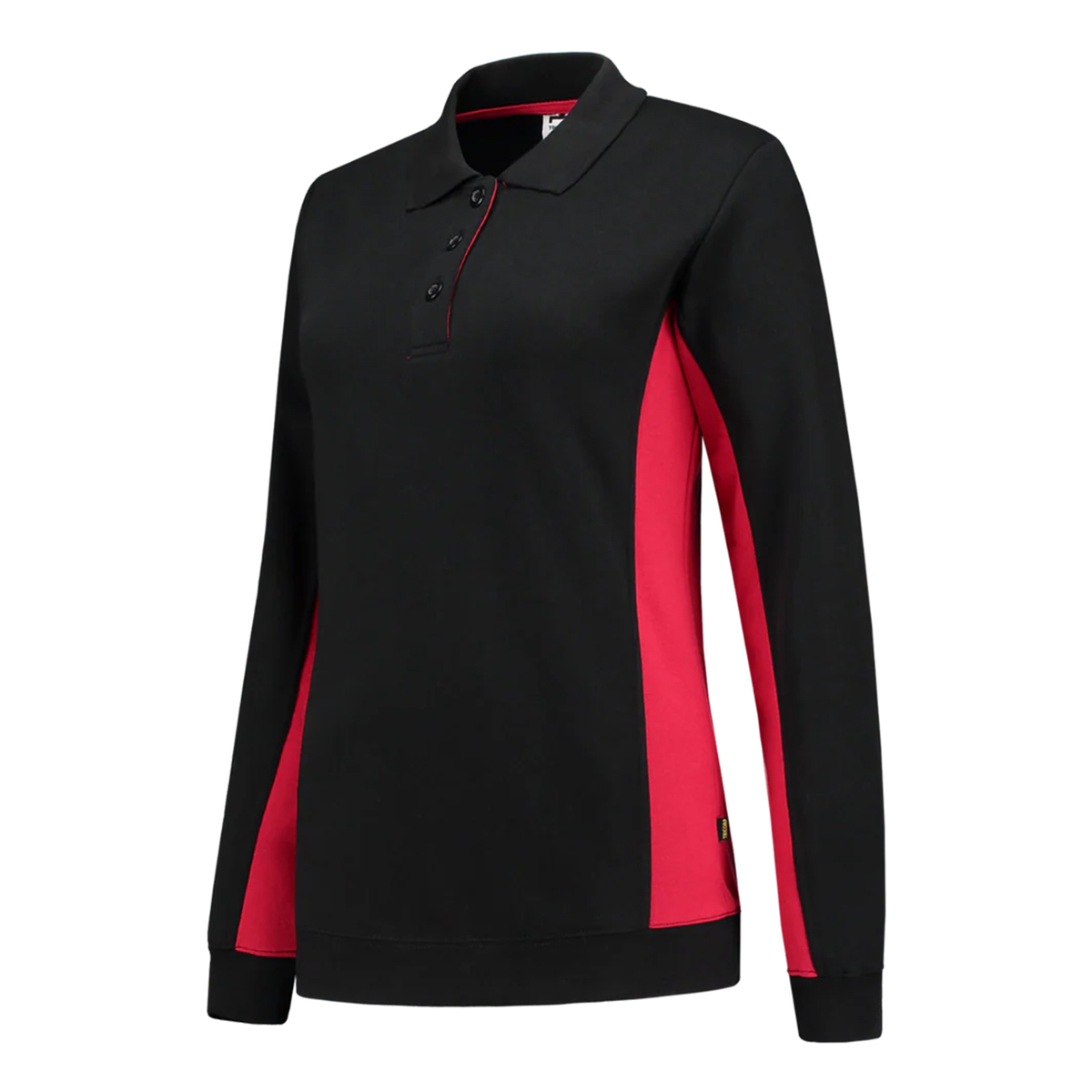 Tricorp-Polosweater-Bicolor-Dames-280-gm-bedrukken-black-red