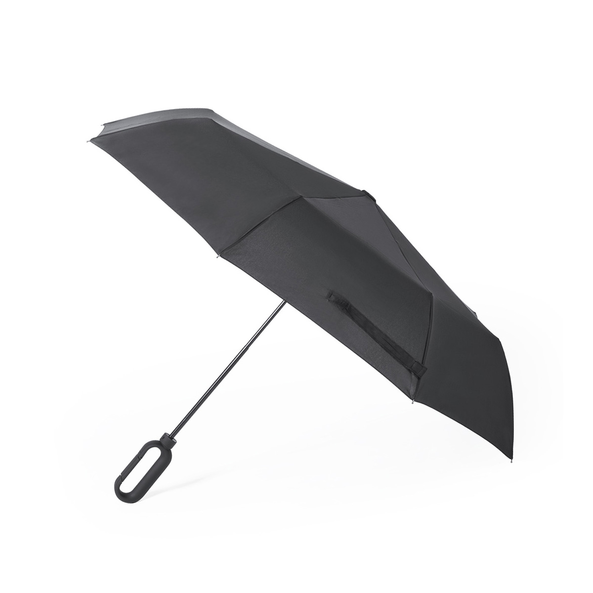 Opvouwbare-paraplu-met-karabijnhaak-190T-pongee-polyester-100-cm-bedrukken-zwart