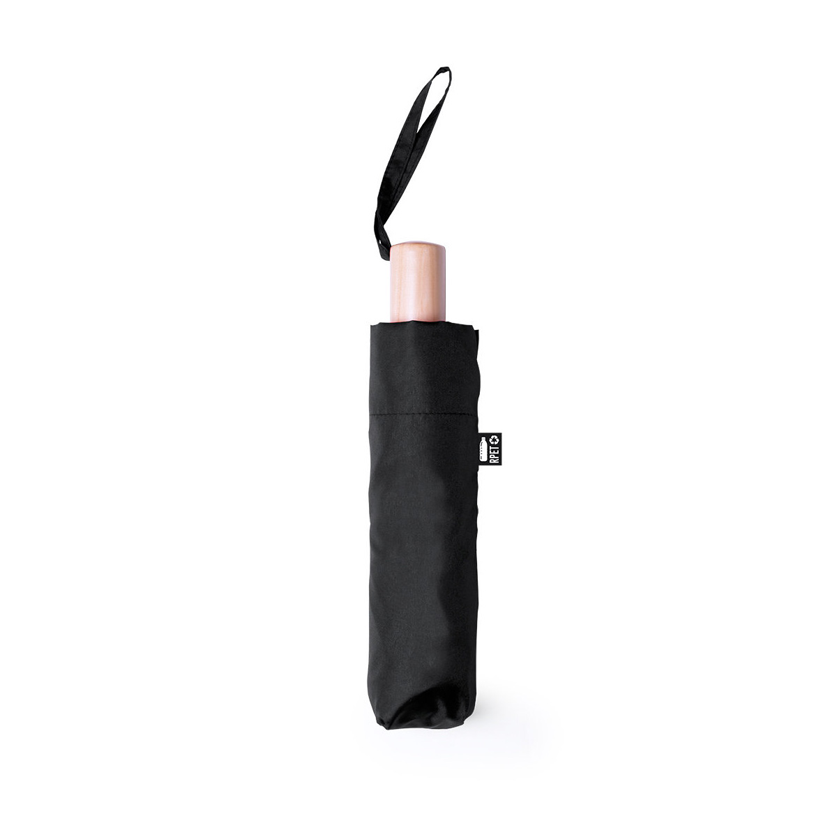 Opvouwbare-RPET-paraplu-met-houten-handvat-95-cm-bedrukken-zwart