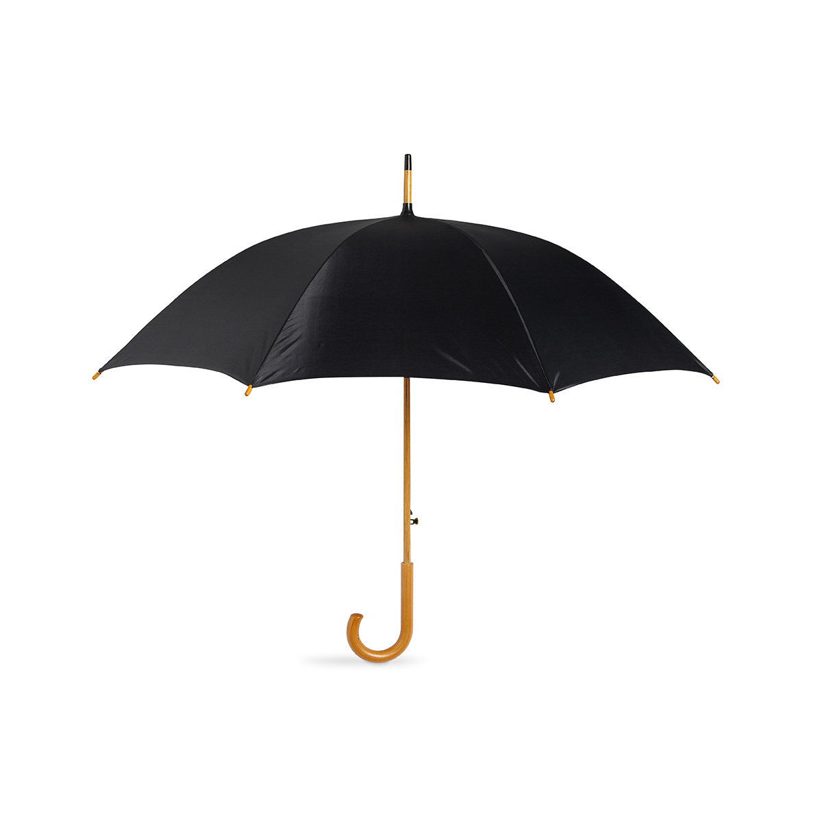 Paraplu-met-houten-steel-190T-polyester-103-cm-bedrukken-zwart