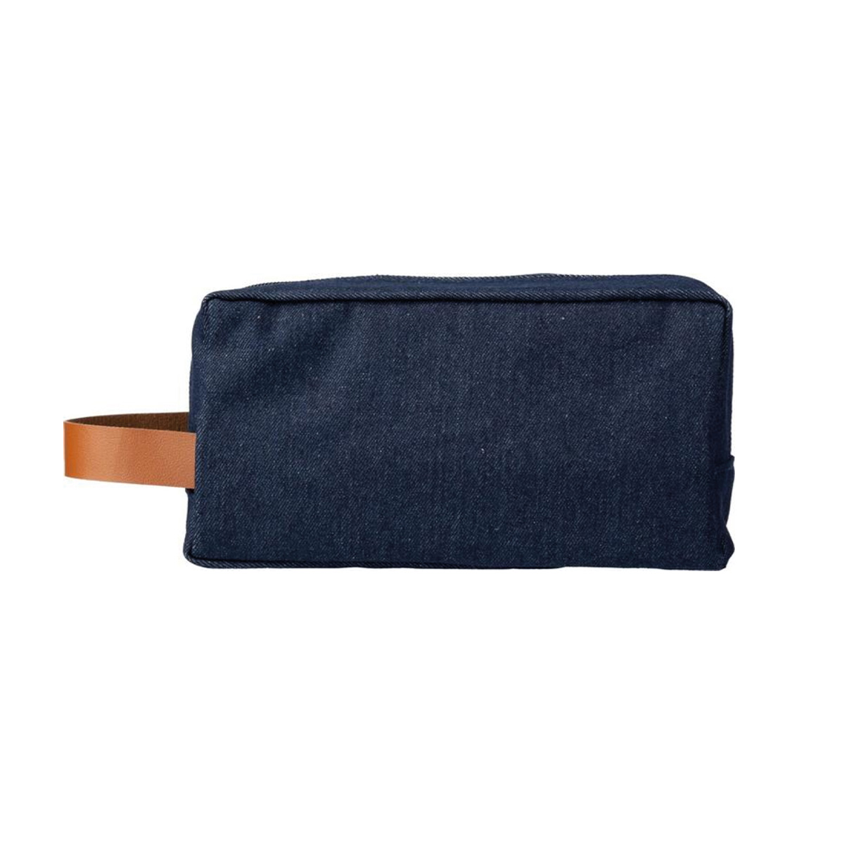 Denim-toilettas-met-PU-draaglus-225-x-11-cm-bedrukken-donkerblauw