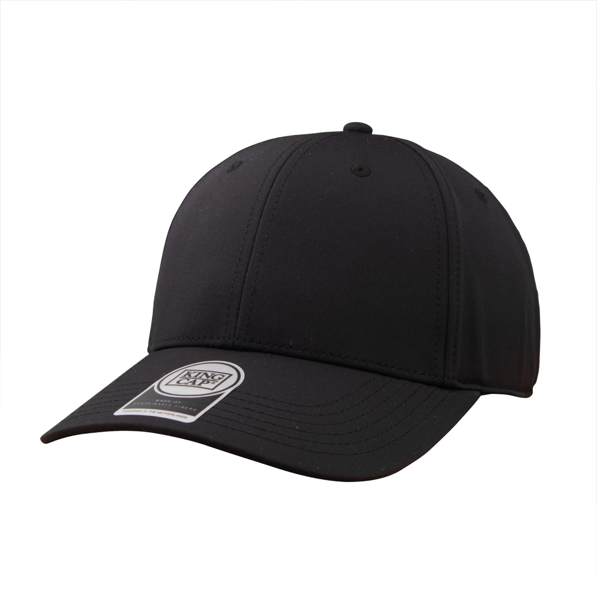 Luxe-pet-Kingcap-Gerecycled-polyester-Baseball-cap-bedrukken-zwart