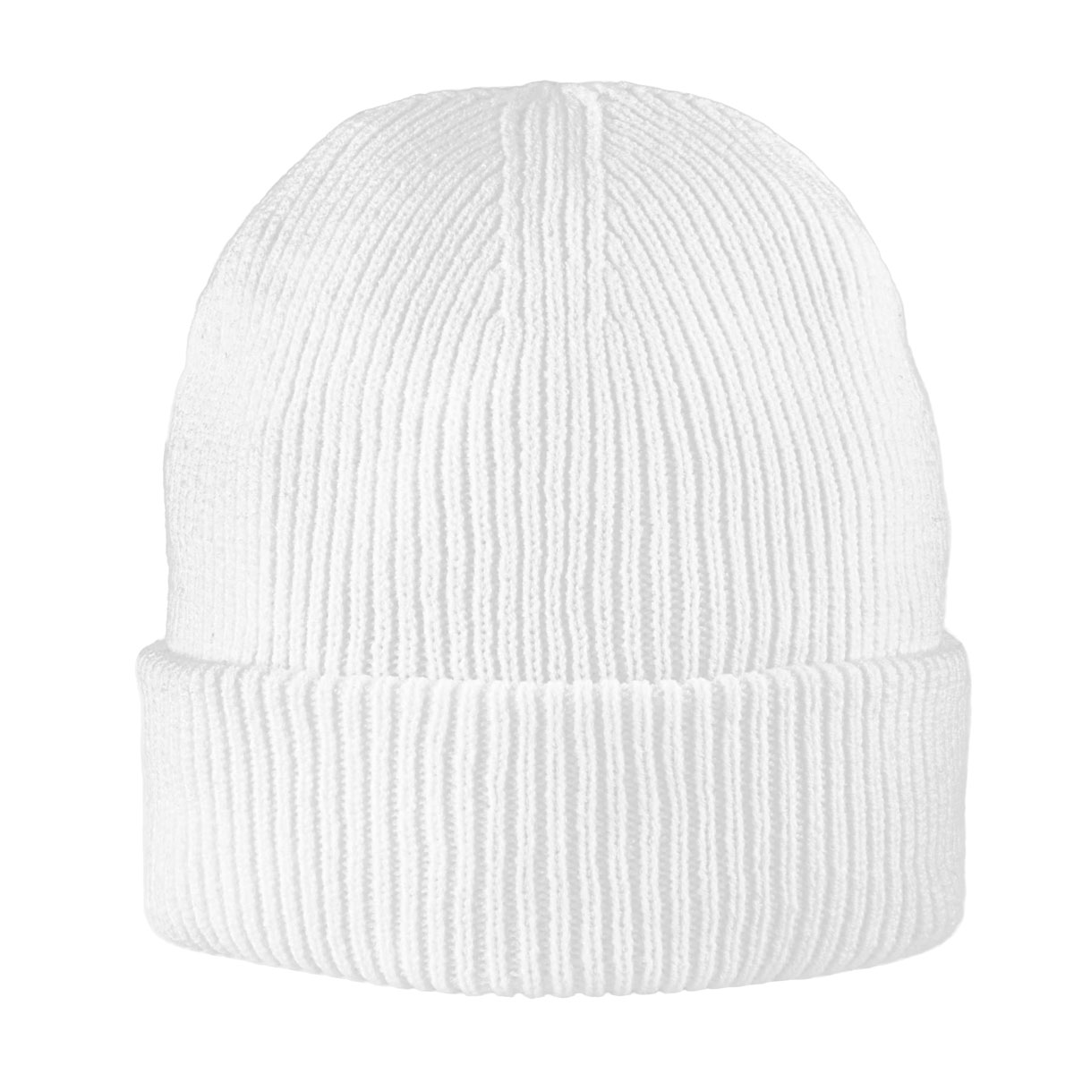 Kingcap-beanie-geribd-Met-omslagrand-Gerecycled-polyester-bedrukken-wit