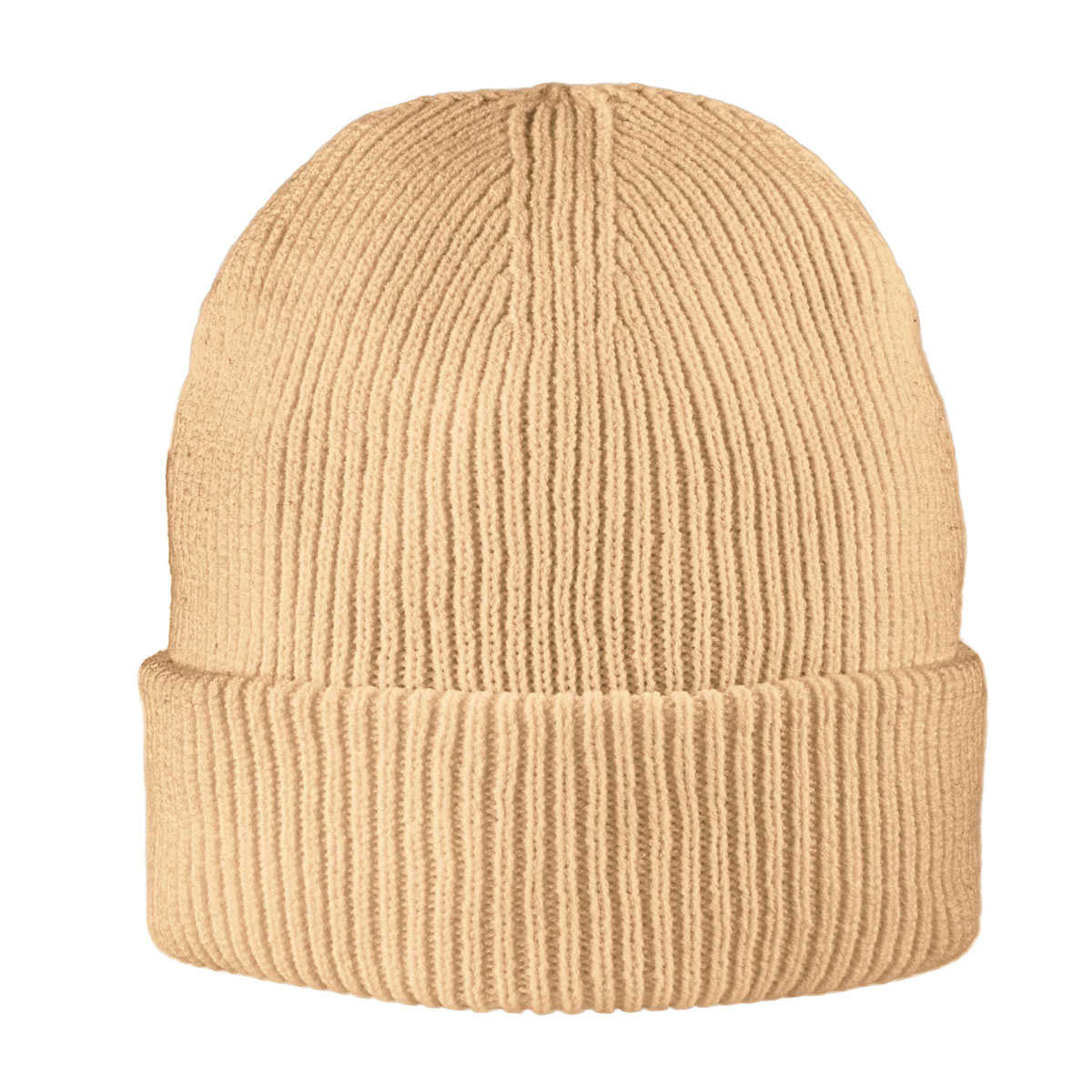 Kingcap-beanie-geribd-Met-omslagrand-Gerecycled-polyester-bedrukken-beige