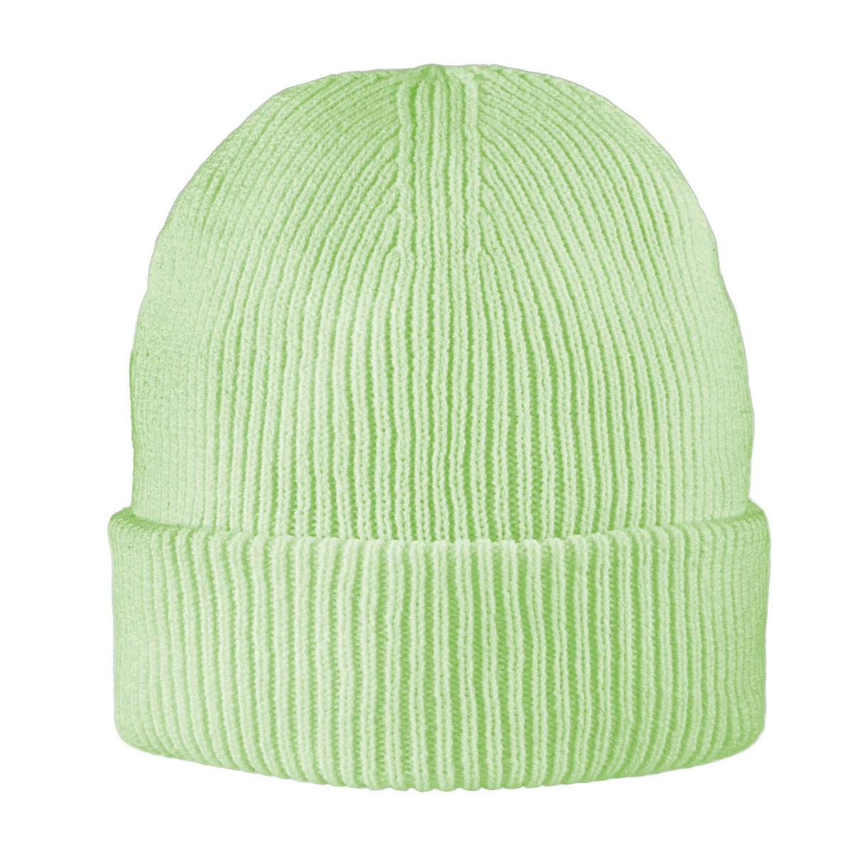 Kingcap-beanie-geribd-Met-omslagrand-Gerecycled-polyester-bedrukken-lichtgroen