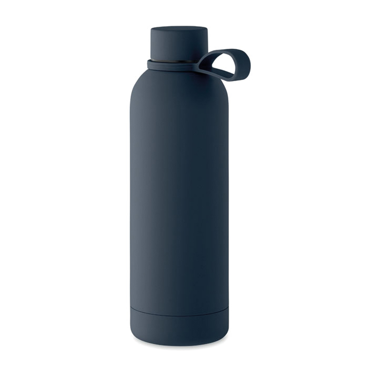 Vacum-thermosfles-met-draaglus-Gerecycled-RVS-500-ml-bedrukken-donkerblauw