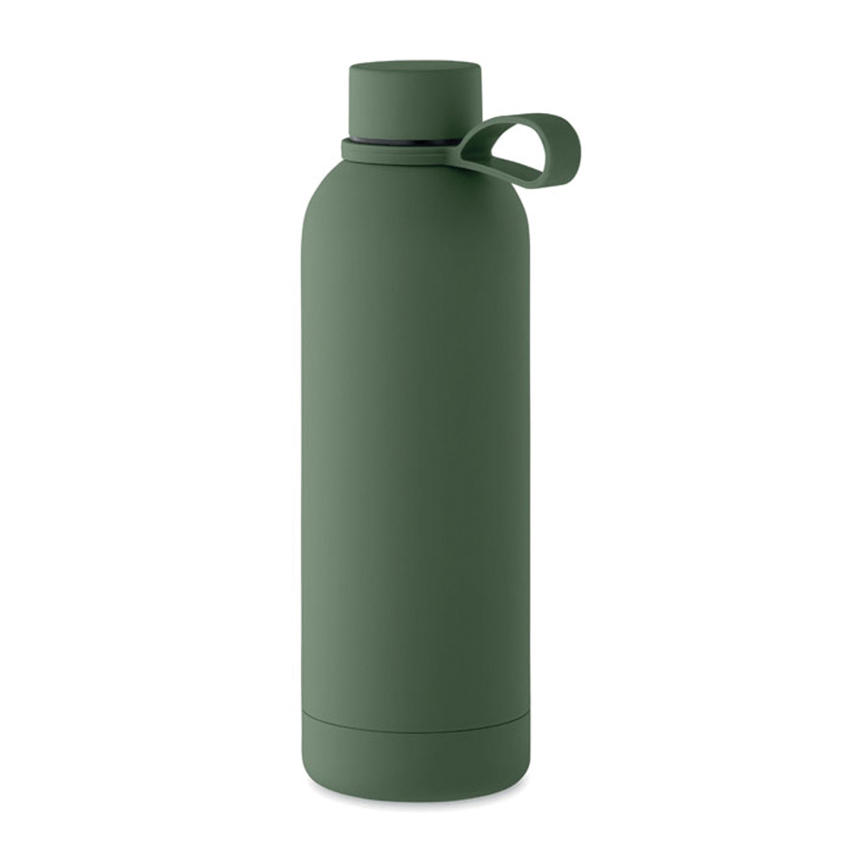 Vacum-thermosfles-met-draaglus-Gerecycled-RVS-500-ml-bedrukken-donkergroen