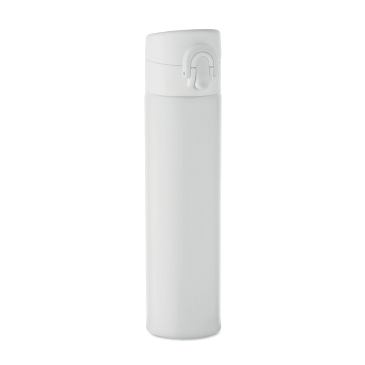 Thermosfles-met-drukknop-en-veiligheidsslot-Gerecycled-RVS-300-ml-bedrukken-wit