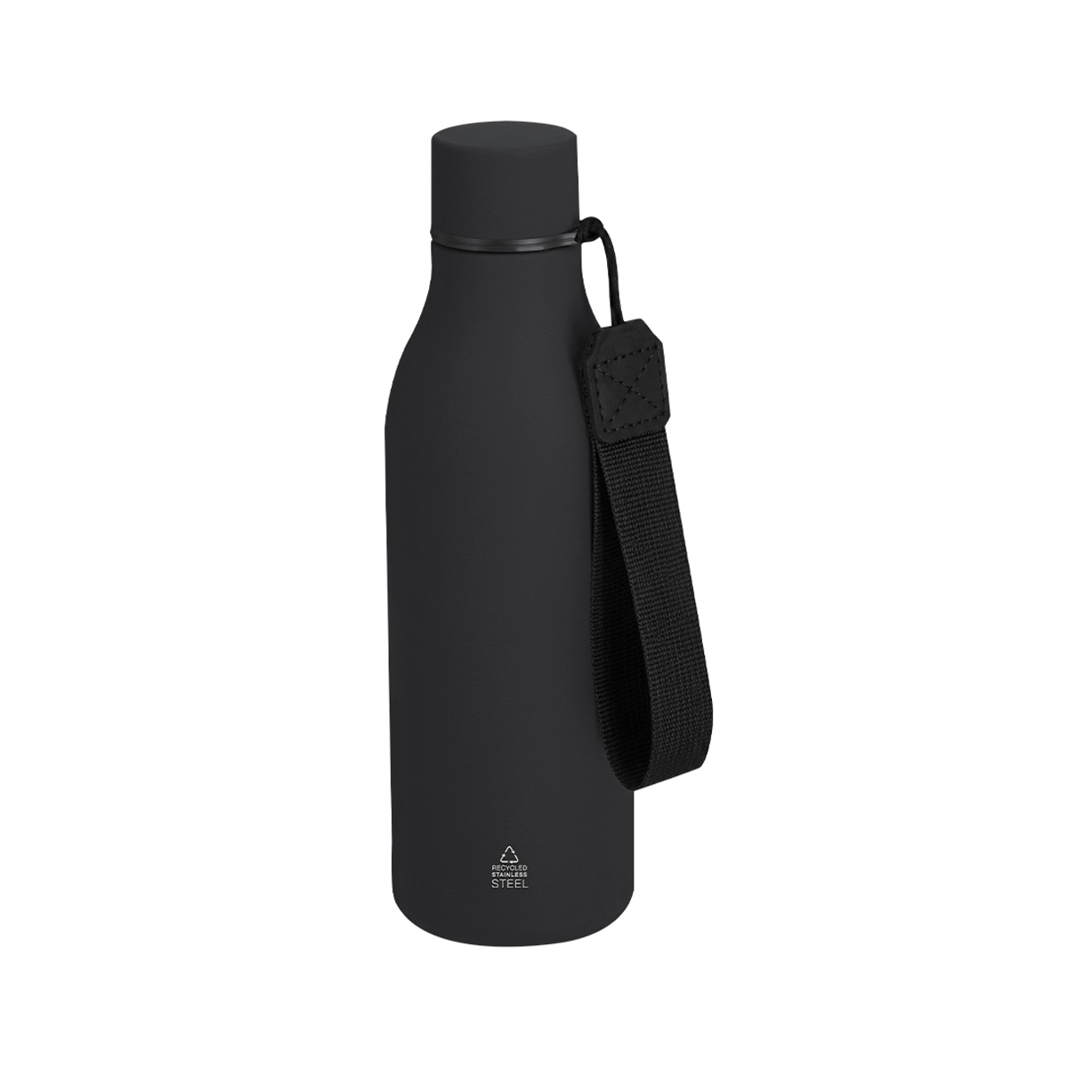 Lekvrije-thermosfles-Gerecycled-RVS-480-ml-bedrukken-zwart