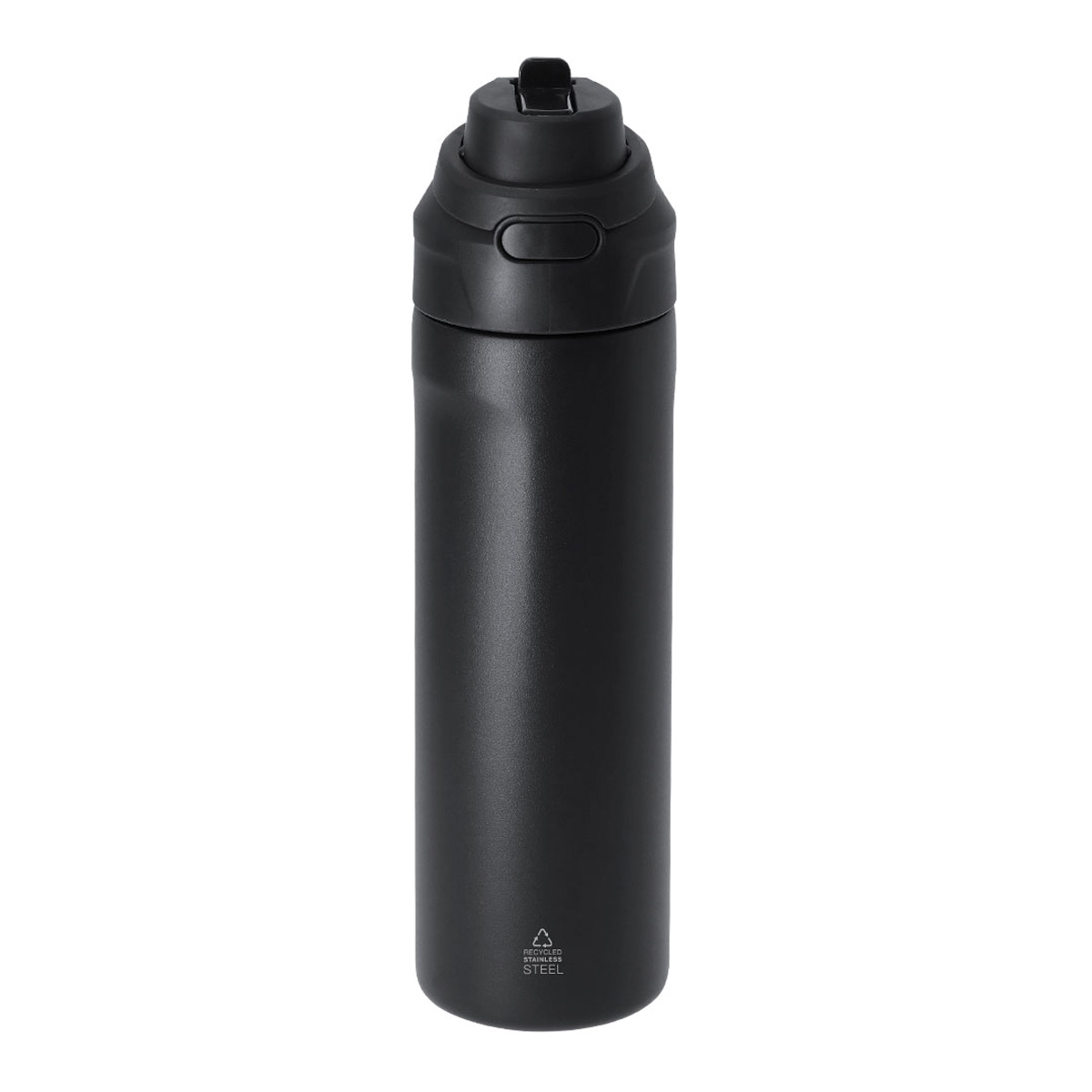 Thermosfles-met-rietje-en-draaglus-Gerecycled-RVS-700-ml-bedrukken-zwart