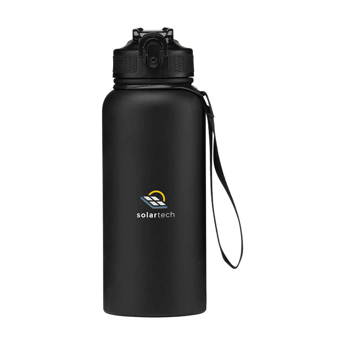 Thermosfles-met-draaglus-Gerecycled-RVS-900-ml-bedrukken-zwart