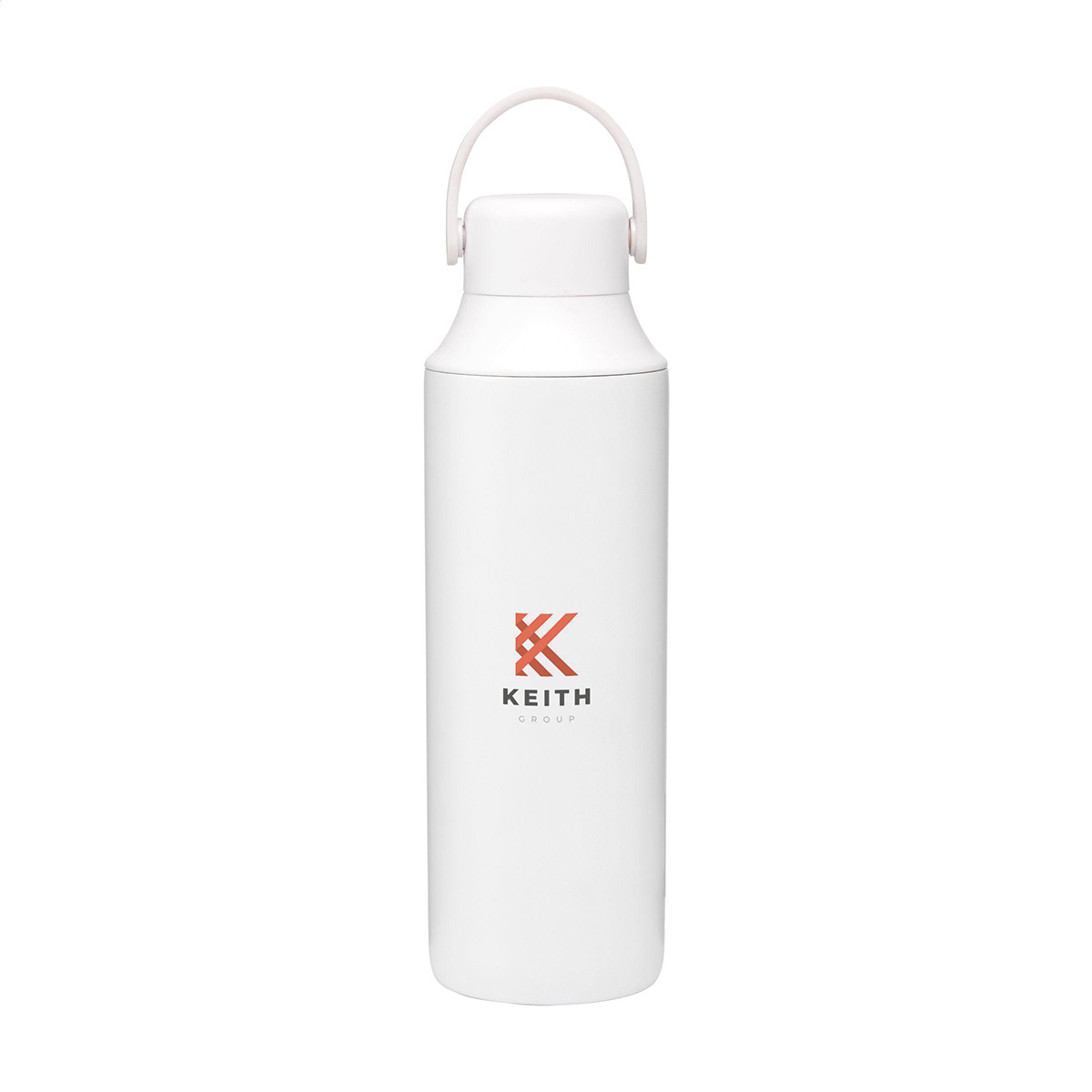 Thermosfles-met-draaglus-Gerecycled-RVS-600-ml-bedrukken-wit