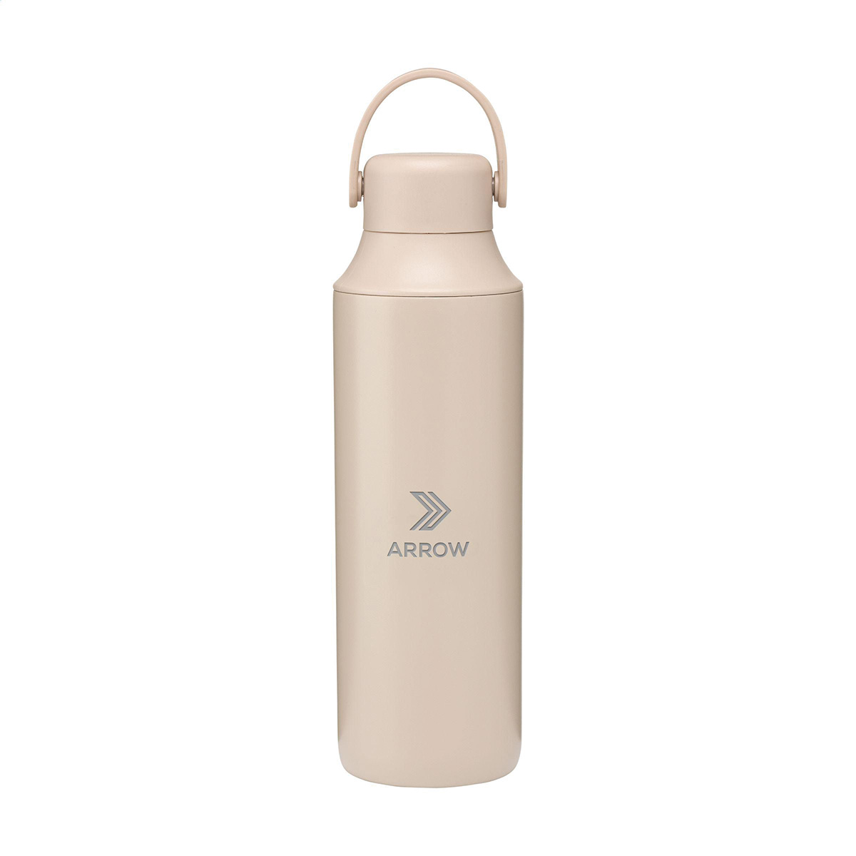 Thermosfles-met-draaglus-Gerecycled-RVS-600-ml-bedrukken-beige
