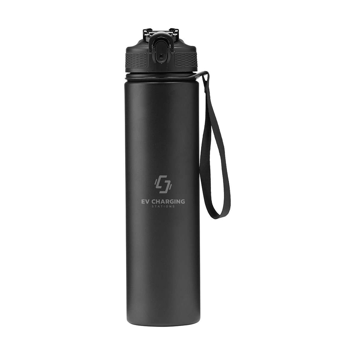 Thermosfles-met-rietje-en-draaglus-Gerecycled-RVS-750-ml-bedrukken-zwart
