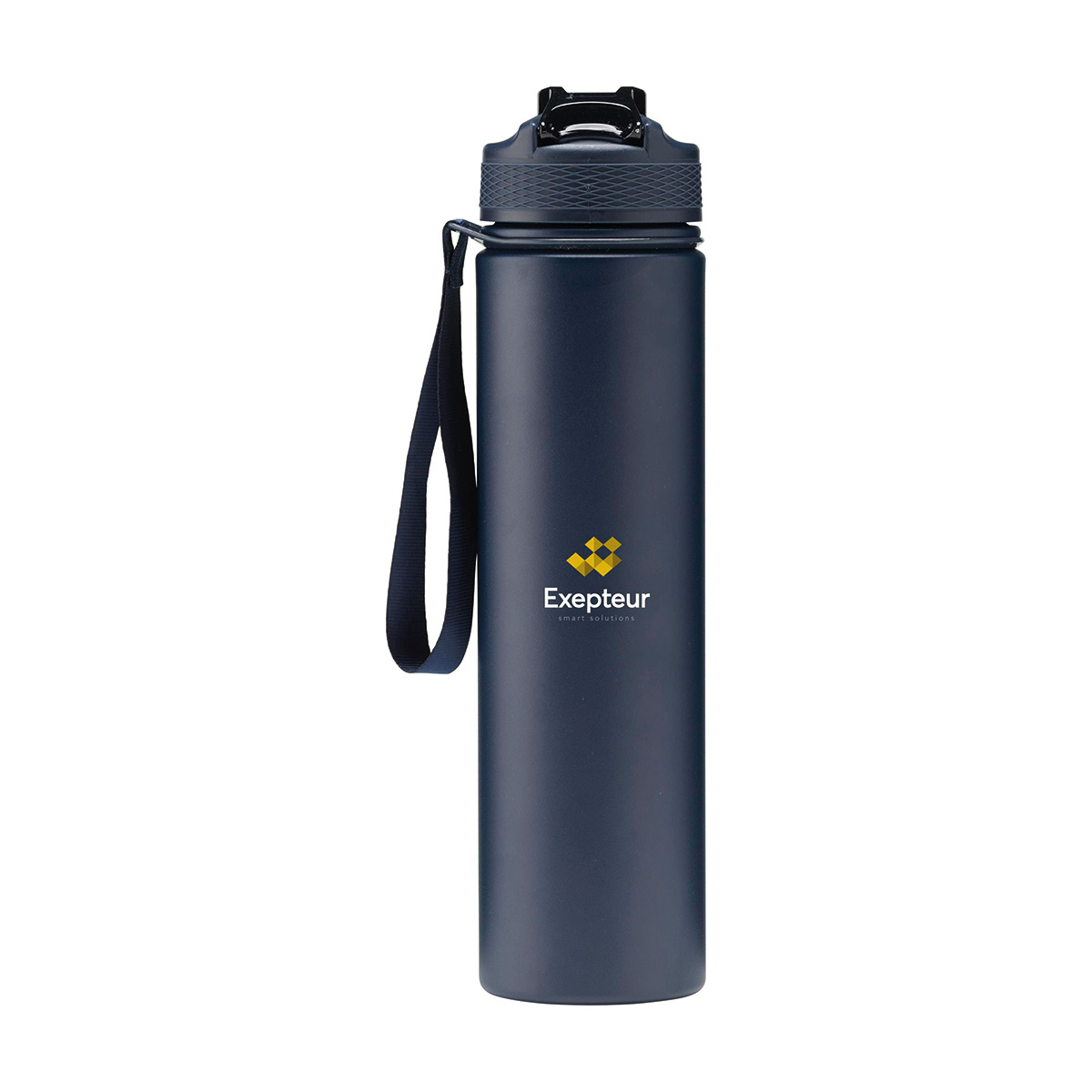 Thermosfles-met-rietje-en-draaglus-Gerecycled-RVS-750-ml-bedrukken-donkerblauw