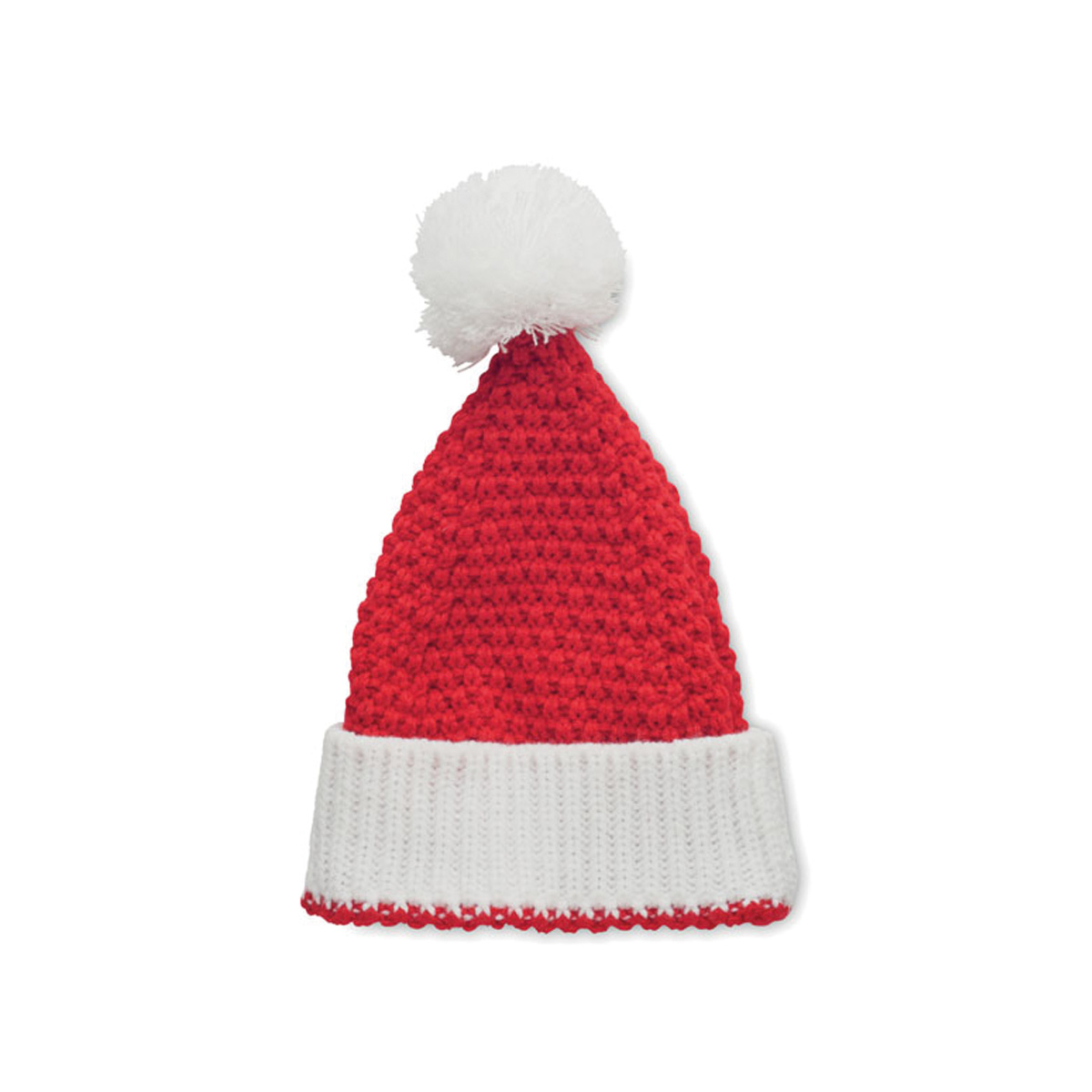 Acryl-kerstmuts-met-pompon-Gebreid-bedrukken-rood