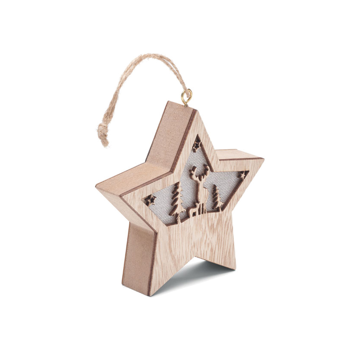 Kerstornament-ster-met-licht-MDF-bedrukken-beige