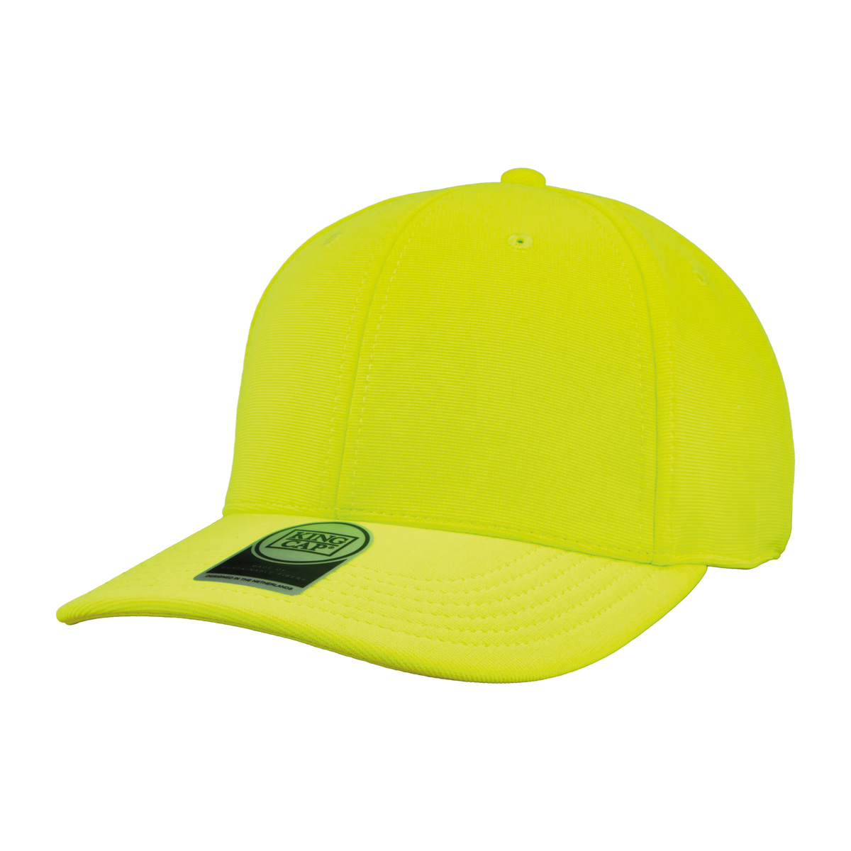 Sportpet-Kingcap-UPF50-Gerecycled-polyester-Baseball-cap-bedrukken-fluor-geel