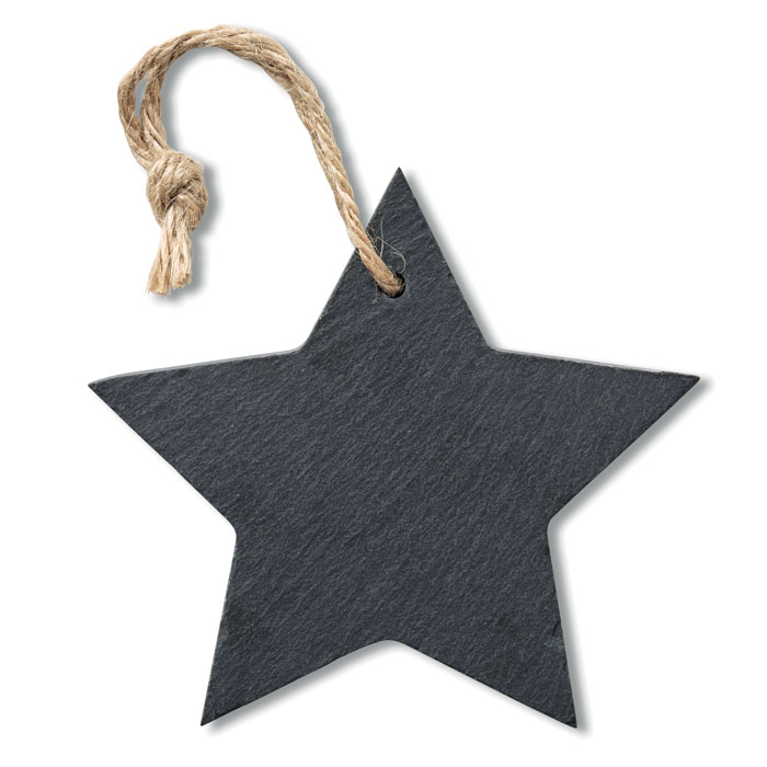 Kerstster-ornament-Leisteen-Met-jute-koord-bedrukken-zwart