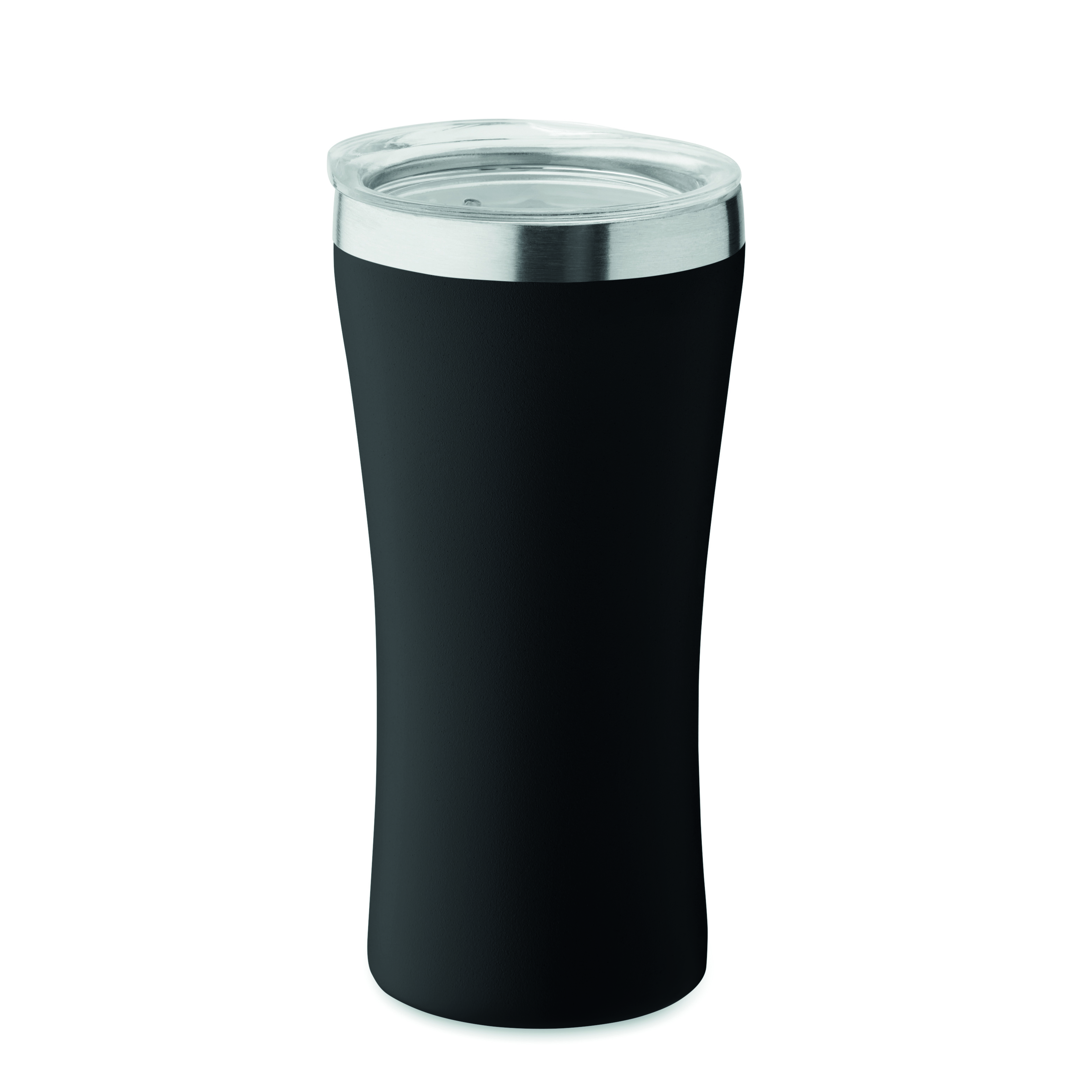Dubbelwandige-koffiebeker-Gerecycled-RVS-160-ml-bedrukken-zwart